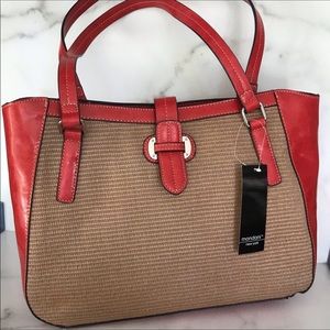 NWT Mondani Lara Red/jute shoulder bag